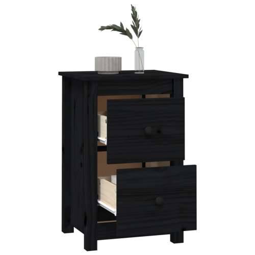Noćni ormarići 2 kom Crno 40x35x61,5 cm od masivne borovine - Crna 2 Cijena