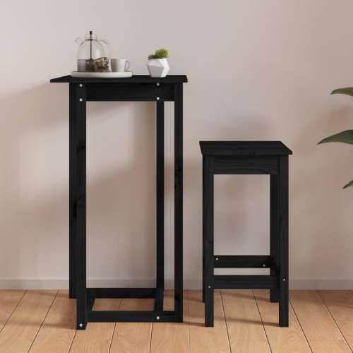 Barski stol crni 60 x 60 x 110 cm od masivne borovine Cijena