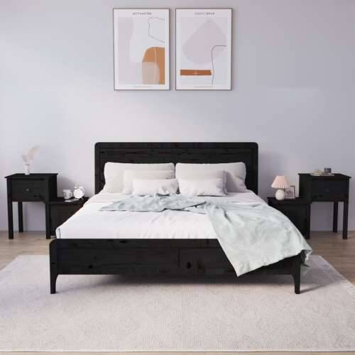 Noćni ormarići 2 kom crni 79,5x38x65,5 cm od masivne borovine - Crna 2 Cijena