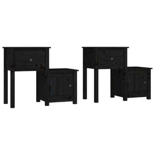 Noćni ormarići 2 kom crni 79,5x38x65,5 cm od masivne borovine - Crna 2 Cijena
