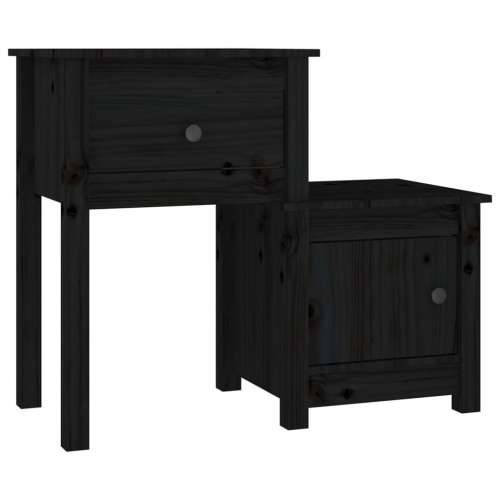 Noćni ormarići 2 kom crni 79,5x38x65,5 cm od masivne borovine - Crna 2 Cijena