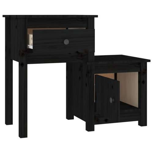 Noćni ormarići 2 kom crni 79,5x38x65,5 cm od masivne borovine - Crna 2 Cijena