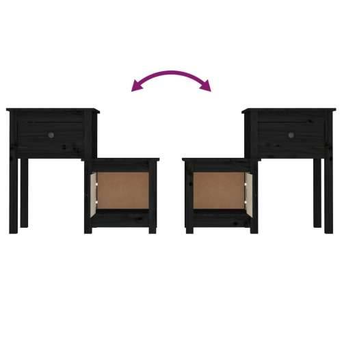 Noćni ormarići 2 kom crni 79,5x38x65,5 cm od masivne borovine - Crna 2 Cijena