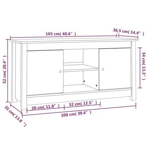 TV ormarić sivi 103 x 36,5 x 52 cm od masivne borovine - Siva 1 Cijena