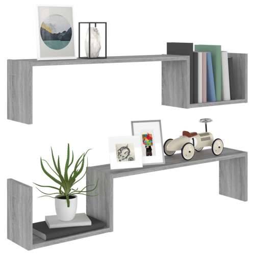 Zidne police 2 kom boja hrasta 100x15x20 cm konstruirano drvo - Sivi hrast sonoma 2 1 Cijena