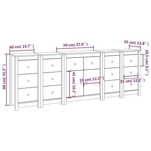 Komoda 230 x 35 x 80 cm od masivne borovine - Prirodna 1 Cijena