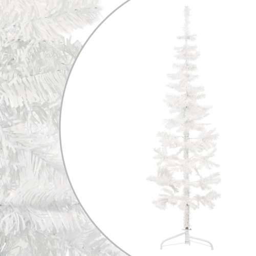 Tanka umjetna polovica božićnog drvca sa stalkom bijela 150 cm Cijena