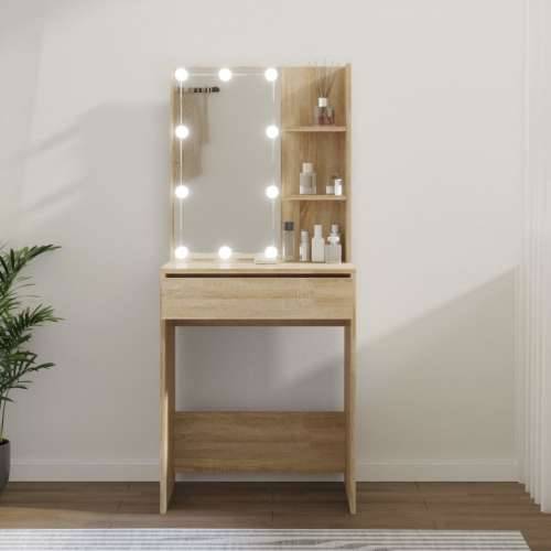 Toaletni stolić s LED svjetlima boja hrasta sonome 60x40x140 cm Cijena