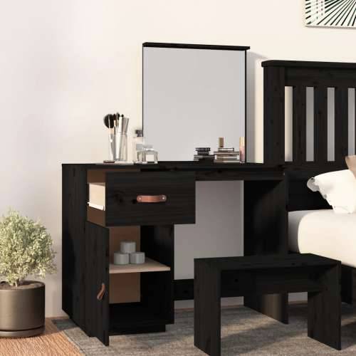 Toaletni stolić crni 95 x 50 x 134 cm od masivne borovine - Crna 1 Cijena