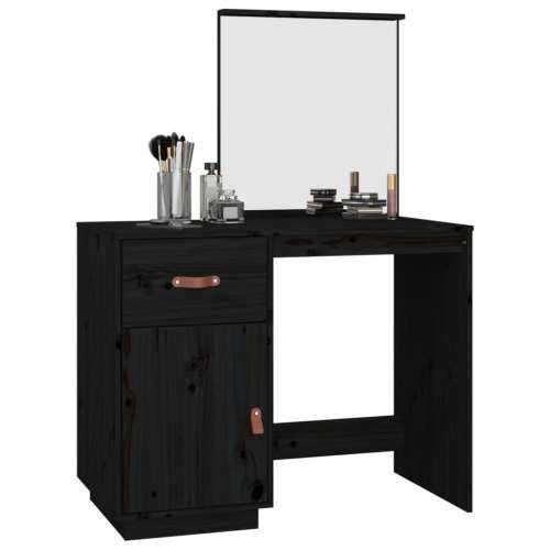 Toaletni stolić crni 95 x 50 x 134 cm od masivne borovine - Crna 1 Cijena