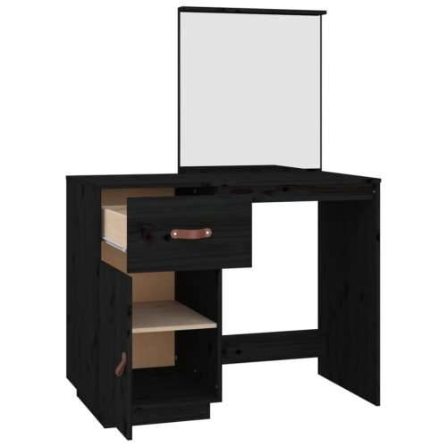 Toaletni stolić crni 95 x 50 x 134 cm od masivne borovine - Crna 1 Cijena