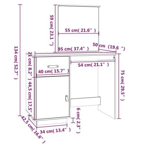 Toaletni stolić crni 95 x 50 x 134 cm od masivne borovine - Crna 1 Cijena