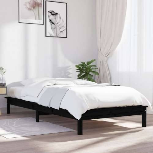 Okvir za krevet crni 90 x 200 cm od masivne borovine - Crna 90 x 200 cm Cijena