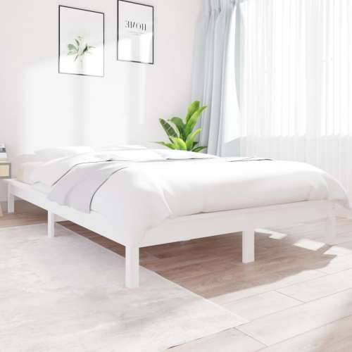 Okvir za krevet bijeli 150x200 cm masivna borovina bračni - Bijela 150 x 200 cm Cijena