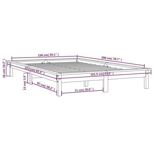 Okvir za krevet bijeli 150x200 cm masivna borovina bračni - Bijela 150 x 200 cm Cijena