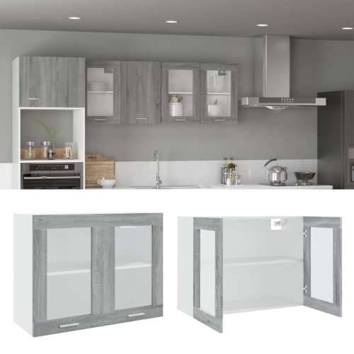 Viseći stakleni ormarić “Lyon” boja hrasta 80 x 31 x 60 cm - Sivi hrast sonoma 1 1 x viseći stakleni ormarić (2 vrata) 80 cm Cijena