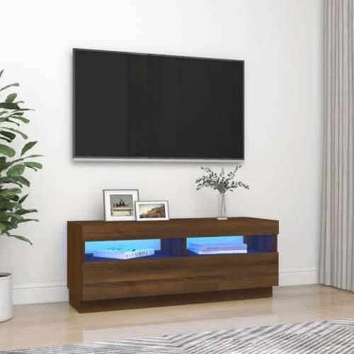 TV ormarić s LED svjetlima boja smeđeg hrasta 100 x 35 x 40 cm - Smeđi hrast 1 100 cm Cijena