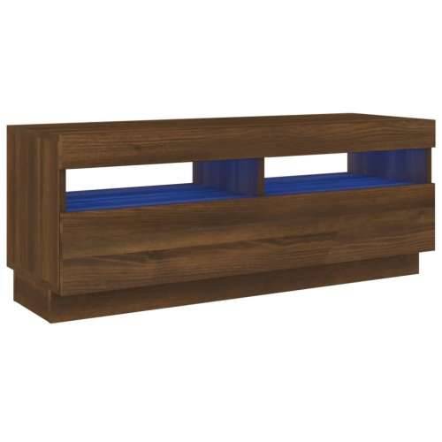 TV ormarić s LED svjetlima boja smeđeg hrasta 100 x 35 x 40 cm - Smeđi hrast 1 100 cm Cijena