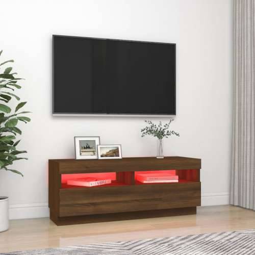 TV ormarić s LED svjetlima boja smeđeg hrasta 100 x 35 x 40 cm - Smeđi hrast 1 100 cm Cijena