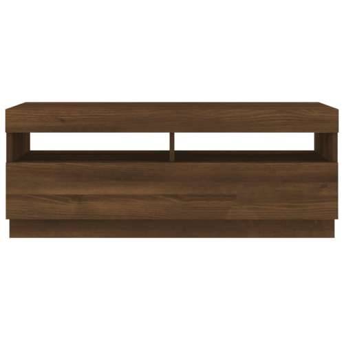 TV ormarić s LED svjetlima boja smeđeg hrasta 100 x 35 x 40 cm - Smeđi hrast 1 100 cm Cijena