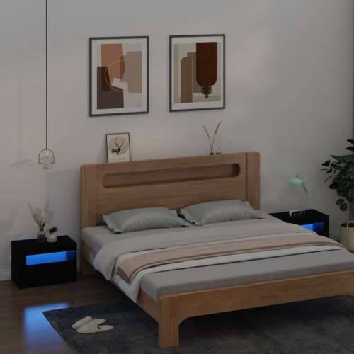 Noćni ormarići 2 kom s LED svjetlima crni 60 x 35 x 40 cm - Crna 2 Cijena