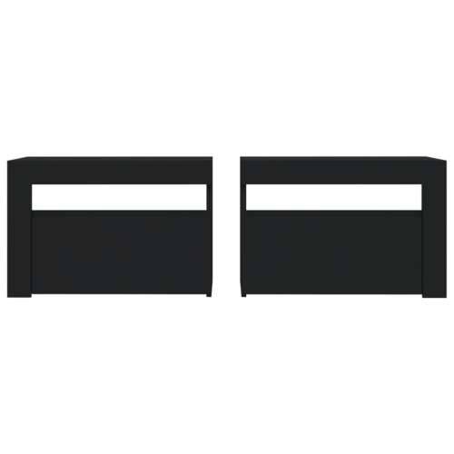 Noćni ormarići 2 kom s LED svjetlima crni 60 x 35 x 40 cm - Crna 2 Cijena