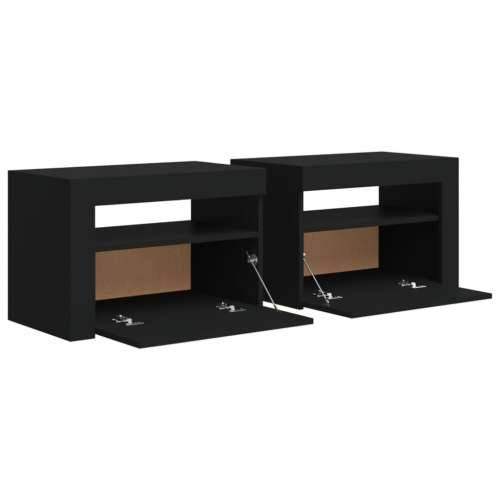 Noćni ormarići 2 kom s LED svjetlima crni 60 x 35 x 40 cm - Crna 2 Cijena