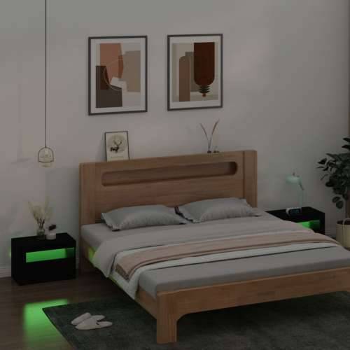 Noćni ormarići 2 kom s LED svjetlima crni 60 x 35 x 40 cm - Crna 2 Cijena