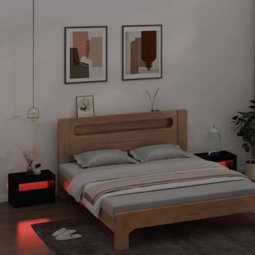 Noćni ormarići 2 kom s LED svjetlima crni 60 x 35 x 40 cm - Crna 2 Cijena