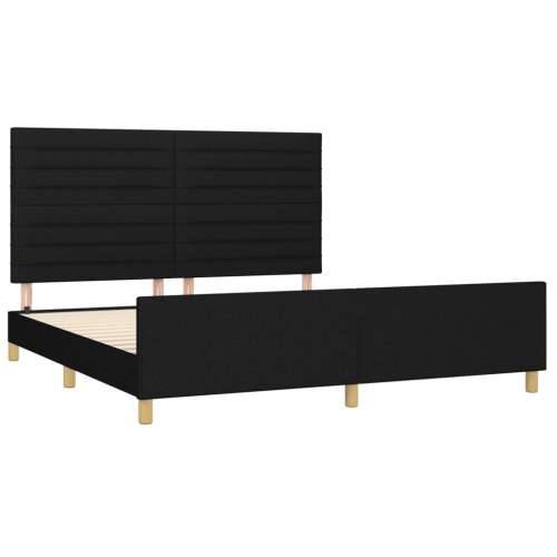 Okvir kreveta bez madraca crni 180x200 cm od tkanine - Crna 180 x 200 cm vodoravne pruge Cijena