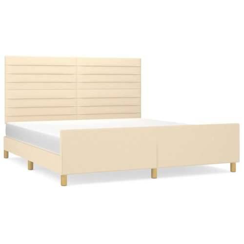 Okvir za krevet bez madraca krem 180 x 200 cm od tkanine - Krema 180 x 200 cm vodoravne pruge Cijena