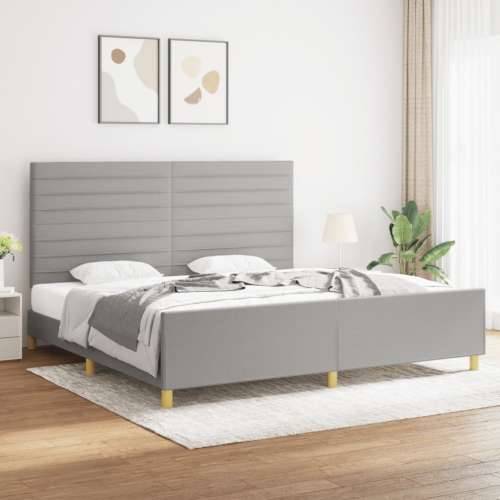 Okvir za krevet bez madraca svjetlosivi 200 x 200 cm od tkanine - Svjetlosiva 200 x 200 cm vodoravne pruge Cijena