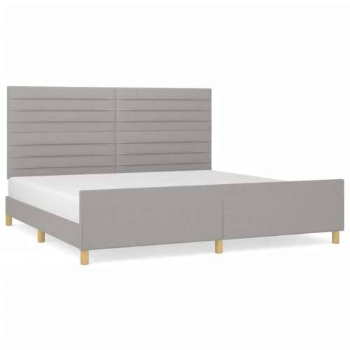 Okvir za krevet bez madraca svjetlosivi 200 x 200 cm od tkanine - Svjetlosiva 200 x 200 cm vodoravne pruge Cijena