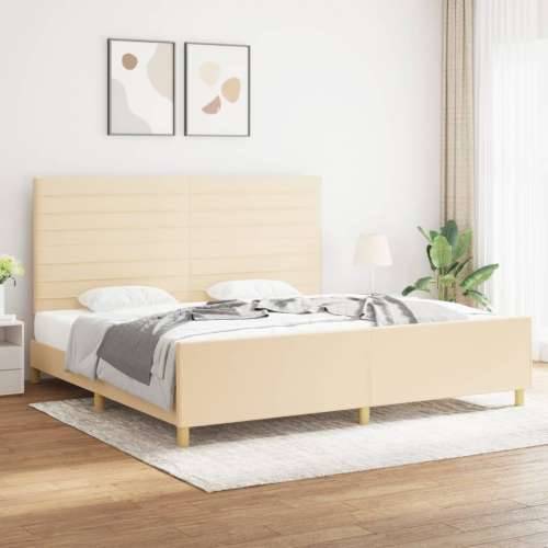 Okvir za krevet bez madraca krem 200x200 cm od tkanine - Krema 200 x 200 cm vodoravne pruge Cijena