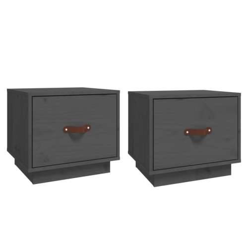 Noćni ormarići 2 kom sivi 40 x 34 x 35 cm od masivne borovine - Siva 2 Cijena