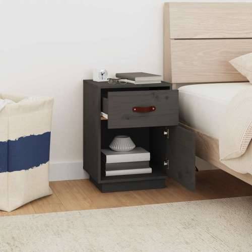 Noćni ormarići 2 kom sivi 40 x 34 x 55 cm od masivne borovine - Siva 2 Cijena