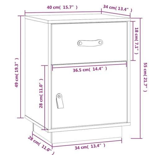 Noćni ormarići 2 kom sivi 40 x 34 x 55 cm od masivne borovine - Siva 2 Cijena