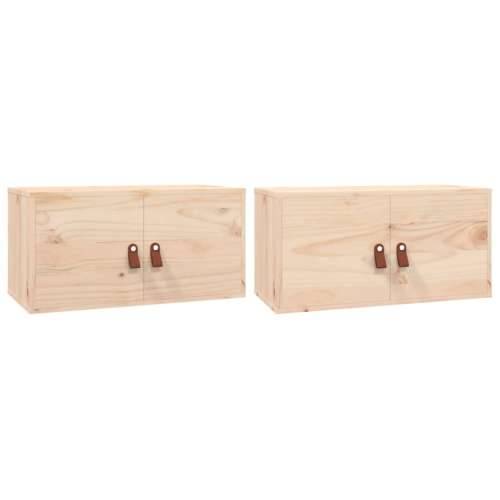 Zidni ormarići 2 kom 60 x 30 x 30 cm od masivne borovine - Prirodna 2 1 Cijena
