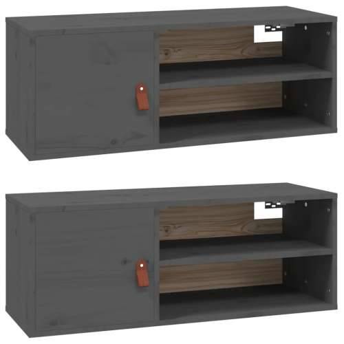 Zidni ormarići 2 kom sivi 80 x 30 x 30 cm od masivne borovine Cijena