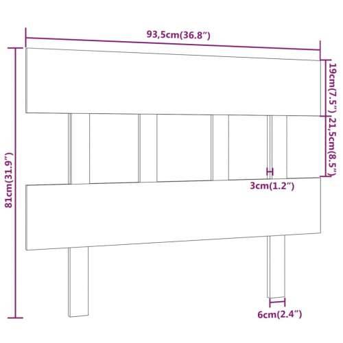 Uzglavlje za krevet crno 93,5 x 3 x 81 cm od masivne borovine - Crna 93.5 x 81 cm 1 Cijena