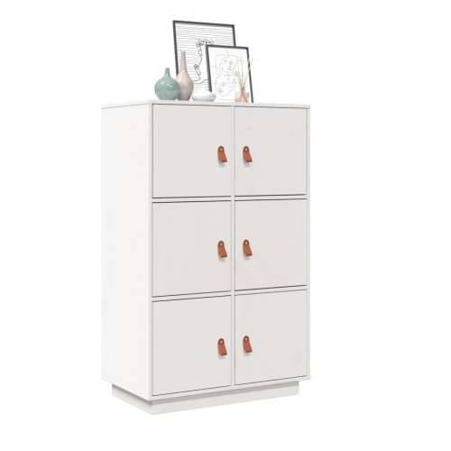 Visoka komoda bijela 67 x 40 x 108,5 cm od masivne borovine - Bijela 1 Cijena
