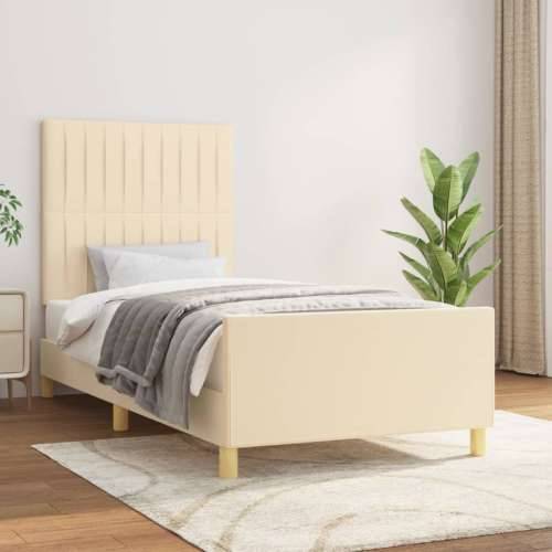 Okvir za krevet bez madraca krem 100 x 200 cm od tkanine - Krema 100 x 200 cm Okomite pruge Cijena
