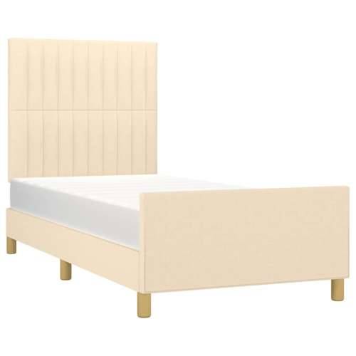 Okvir za krevet bez madraca krem 100 x 200 cm od tkanine - Krema 100 x 200 cm Okomite pruge Cijena