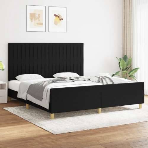 Okvir kreveta bez madraca crni 180x200 cm od tkanine - Crna 180 x 200 cm Okomite pruge Cijena