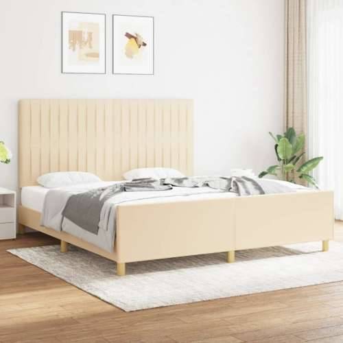 Okvir za krevet bez madraca krem 180 x 200 cm od tkanine - Krema 180 x 200 cm Okomite pruge Cijena