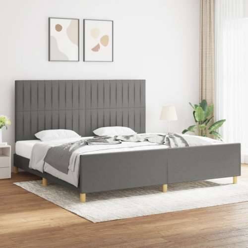Okvir za krevet bez madraca tamnosivi 200x200 cm od tkanine - Tamno siva 200 x 200 cm Okomite pruge Cijena