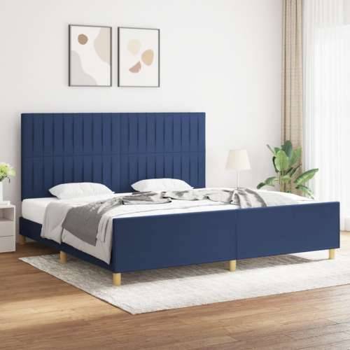 Okvir za krevet bez madraca plavi 200x200 cm od tkanine - Plava 200 x 200 cm Okomite pruge Cijena