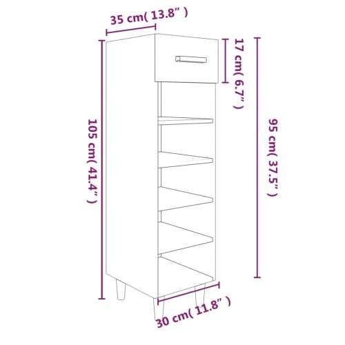 Ormarić za cipele boja hrasta 30x35x105 cm konstruirano drvo - Sivi hrast sonoma 1 Cijena