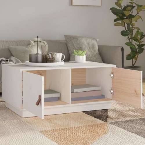 Stolić za kavu bijeli 80 x 50 x 35 cm od masivne borovine - Bijela 1 Cijena