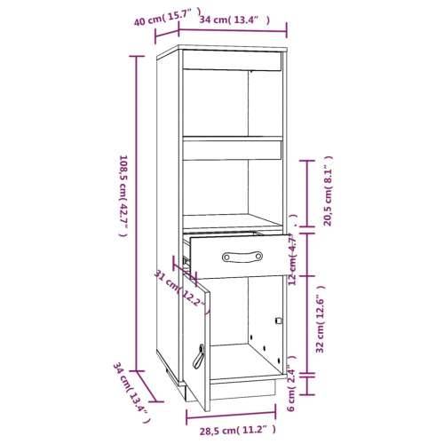 Visoka komoda crni 34 x 40 x 108,5 cm od masivne borovine Crna 1 Cijena